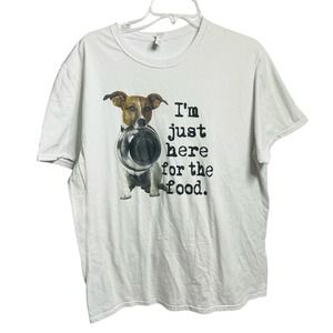 Mens Im Just Here For The Food Puppy T-Shirt Adult XL